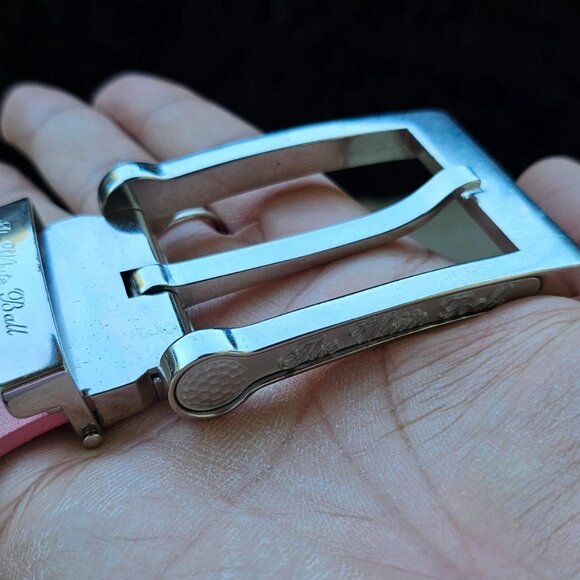 The White Ball Women Belt Italian Genuine Leather Pink Waistband Size S 24-25 in